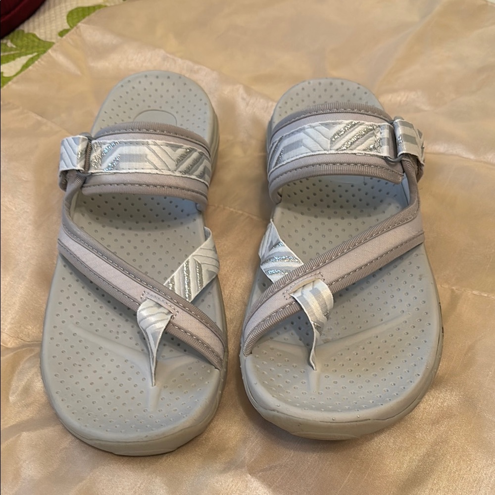 Skechers Gray and White Strappy Sandals